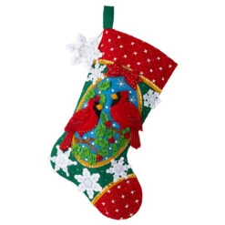 Bucilla Christmas Cardinals Stocking Kit