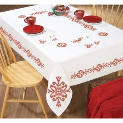 Herrschners Christmas Royal Tablecloth Stamped Cross-Stitch