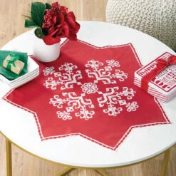 Nob Hill Christmas Wonder Table Topper Stamped Cross-Stitch Kit