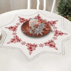 Nob Hill Christmas Bouquet Table Topper Stamped Embroidery Kit