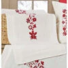 Craftways Christmas Red Floral Table Runner Stamped Embroidery Kit