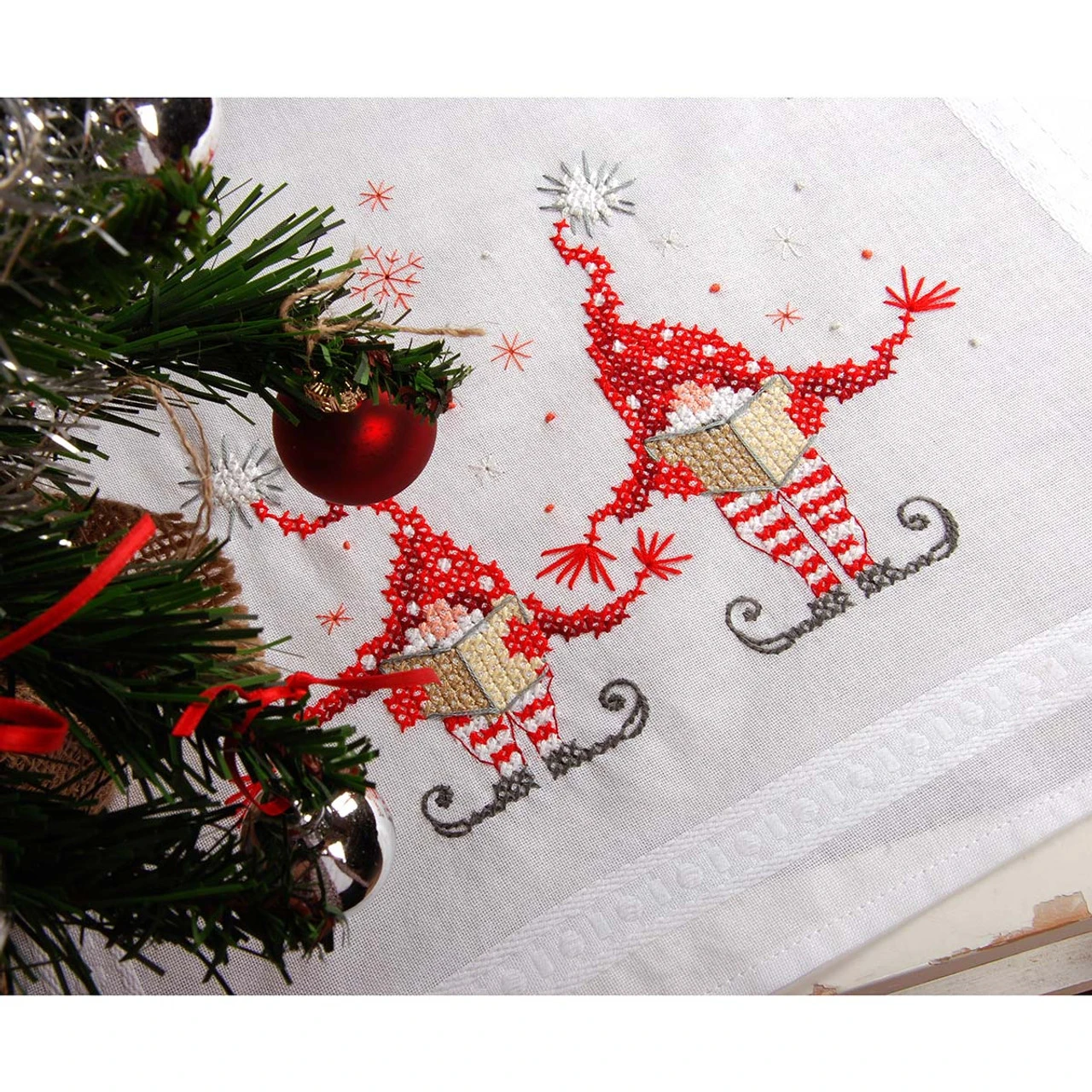 Vervaco Christmas Gnomes Table Runner Stamped Cross-Stitch Kit 2 Vervaco Christmas Gnomes Table Runner Stamped Cross-Stitch Kit - Image 2