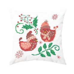 Herrschners Christmas Comfort Pillow Cover Stamped Cross-Stitch Kit