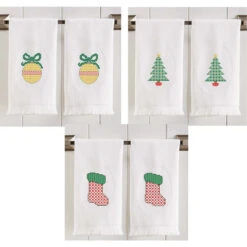Herrschners Classic Christmas Towel Set Stamped Cross-Stitch