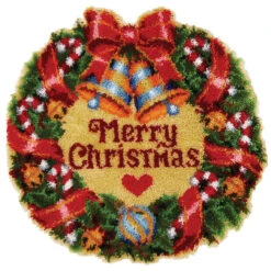 Herrschners Christmas Greetings Wreath Latch Hook Kit