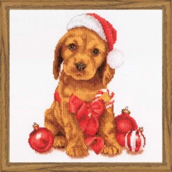 Thea Gouverneur Christmas Puppy Counted Cross-Stitch Kit