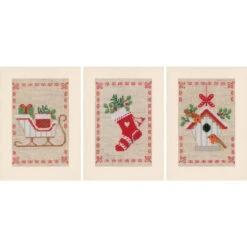 Vervaco Christmas Motif Greeting Cards Counted Cross-Stitch Kit