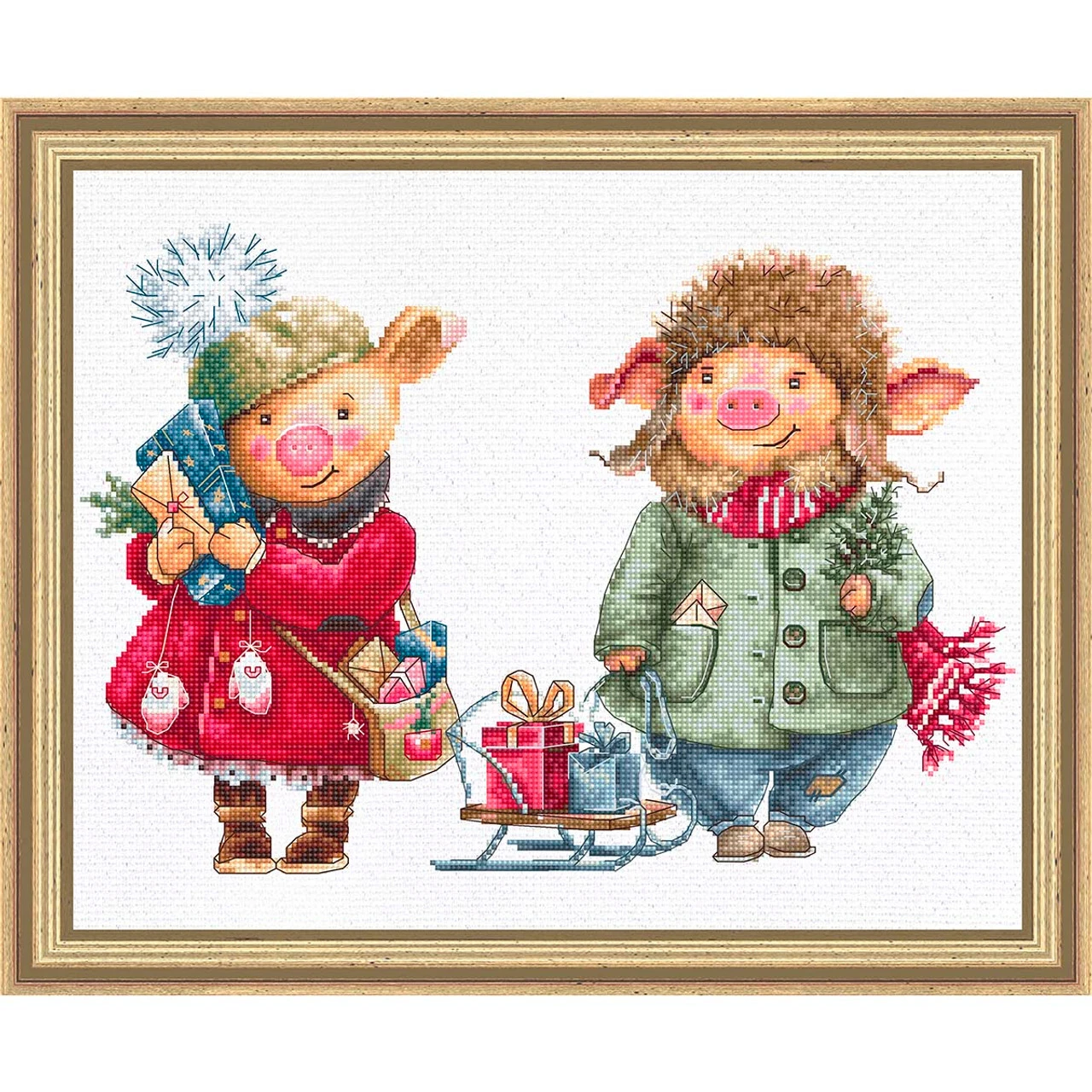 Luca-S Christmas Pigs Counted Cross-Stitch Kit 1 Luca-S Christmas Pigs Counted Cross-Stitch Kit