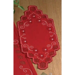 Permin Christmas Scroll Centerpiece Hardanger Kit