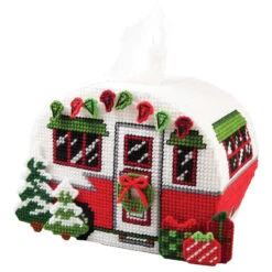 Herrschners Christmas Camper Tissue Box Plastic Canvas Kit