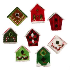 Herrschners Christmas Birdhouse Ornaments Plastic Canvas Kit