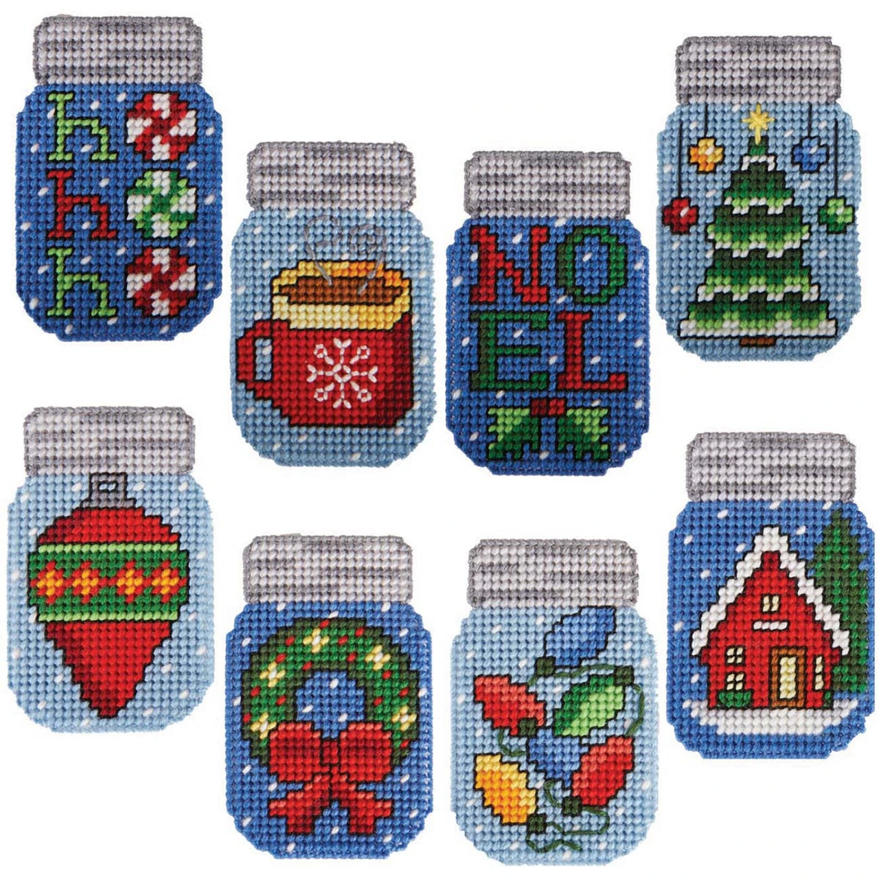Herrschners Christmas Icon Mason Jar Ornaments Plastic Canvas Kit 1 Herrschners Christmas Icon Mason Jar Ornaments Plastic Canvas Kit